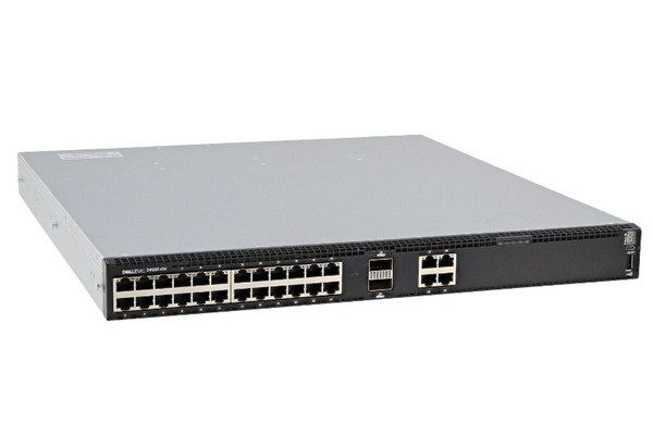 S4128T - Dell 28-Port 10GBase-T 2x QSFP28 Managed Switch Dual AC PSU 4x Fan Module I/O to PSU Airflow