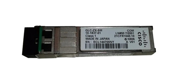 10-1837-01= - Cisco 1Gbps 1000Base-ZX Single-Mode Fiber 70km 1550nm Duplex LC Connector SFP Transceiver Module