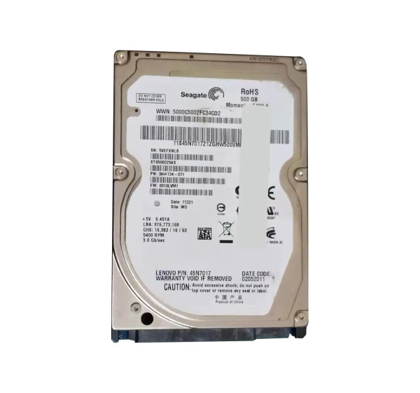 45N7017 - Lenovo 500GB SATA 3Gb/s 2.5-Inch Hard Drive 5400RPM 8MB Cache Internal HDD