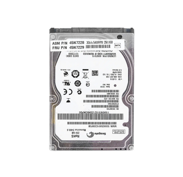 45N7229 - Lenovo 250GB 5400RPM SATA 3Gb/s 8MB Cache 2.5-Inch Hard Drive