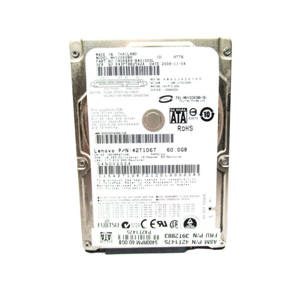 42T1067 - Lenovo 60GB SATA 5400RPM 2.5-Inch Hard Drive 1.5Gb/s for ThinkPad X20