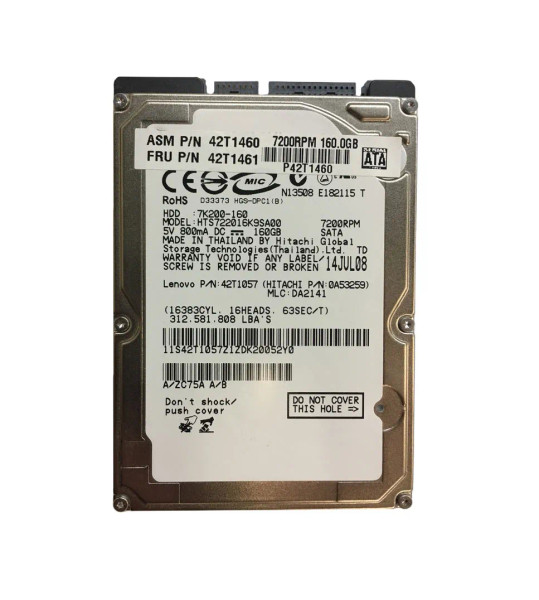 42T1461 - Lenovo 160GB SATA 1.5Gb/s 2.5-Inch Hard Drive 16MB Cache Storage