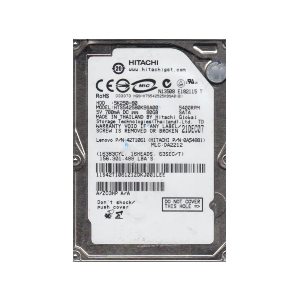 42T1061 - Lenovo 80GB 5400RPM SATA 1.5Gb/s 2.5-Inch Hard Drive for ThinkPad