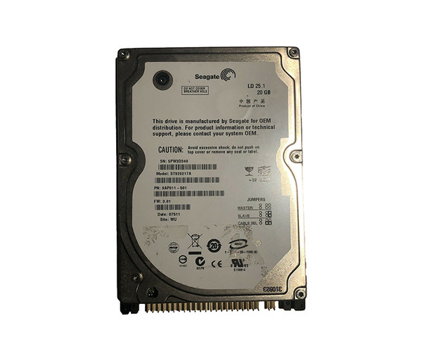 ST920217A - Seagate 20GB 5400RPM IDE Ultra ATA/100 ATA-6 2MB Cache 2.5-Inch Hard Drive
