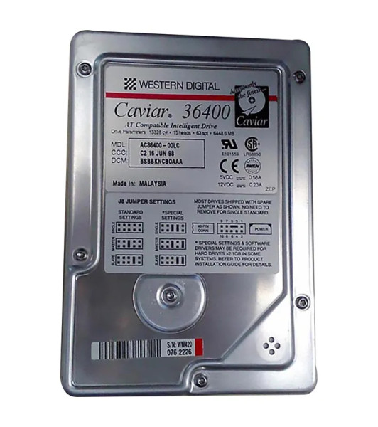 WDAC36400 - Western Digital Caviar 6.4GB 5400RPM EIDE 256KB Cache 3.5-Inch Hard Drive