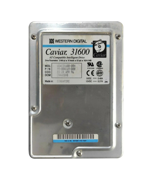 WDAC31600-00H - Western Digital Caviar 1.6GB 5200RPM EIDE 128KB Cache 3.5-Inch Hard Drive