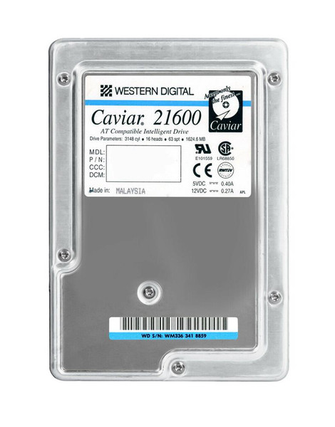 WDAC21600-10H - Western Digital Caviar 1.6GB 5200RPM ATA-33 128KB Cache 512 3.5-Inch Hard Drive