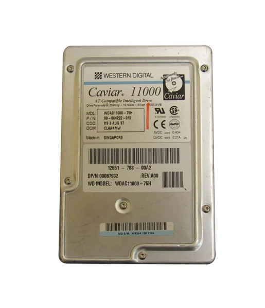 WDAC11000-75H - Western Digital Caviar 1.05GB 5200RPM IDE/ATA 128KB Cache 3.5-Inch Hard Drive