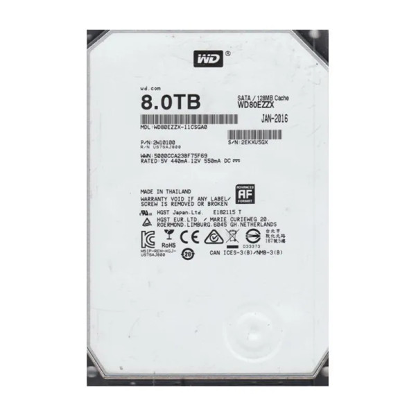 WD80EZZX - WESTERN DIGITAL 8TB SATA 6Gb/s 5400RPM 3.5-Inch Hard Drive 128MB Cache CE High Capacity Storage