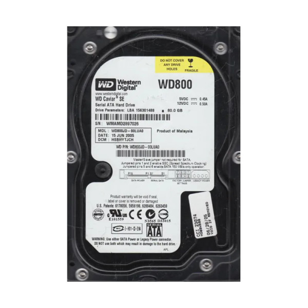 WD800JD-00LUA0 - Western Digital Caviar SE 80GB 7200RPM SATA 1.5Gb/s 8MB Cache 3.5-Inch Hard Drive