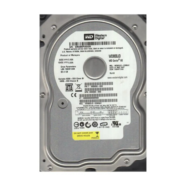 WD800JD-22MSA1 - Western Digital Caviar SE 80GB 7200RPM SATA 1.5Gb/s 8MB Cache 3.5-Inch Hard Drive