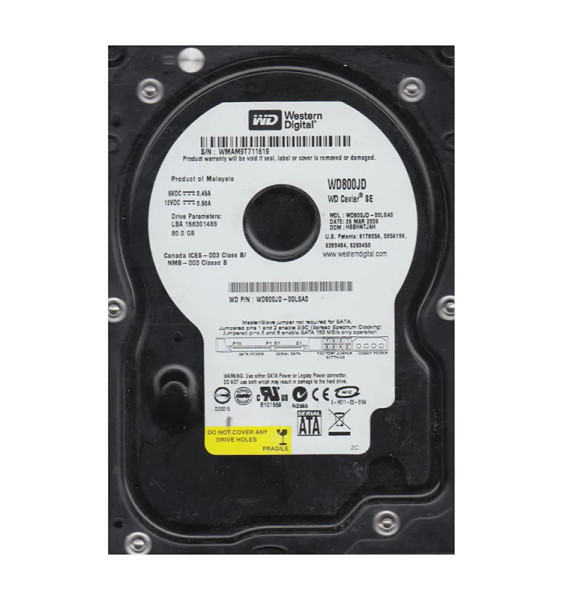 WD800JD-00LSA0 - Western Digital Caviar SE 80GB 7200RPM SATA 1.5Gb/s 8MB Cache 3.5-Inch Hard Drive