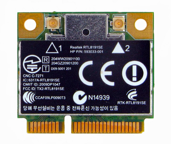 RTL8191SE - Dell Wireless 802.11a/b/g/n PCI Express Half Height Mini WLAN Card for CQ42 / G42