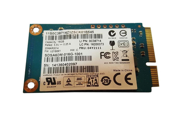 04Y2111 - Lenovo 16GB Multi-Level Cell SATA 6Gb/s mSATA Solid State Drive