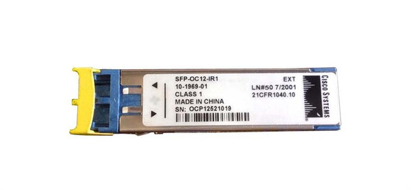 SFP-OC12-IR1= - Cisco 622Mb/s OC-12-IR1 Single-mode Fibre 1310nm 15km LC Connector SFP Transceiver Module