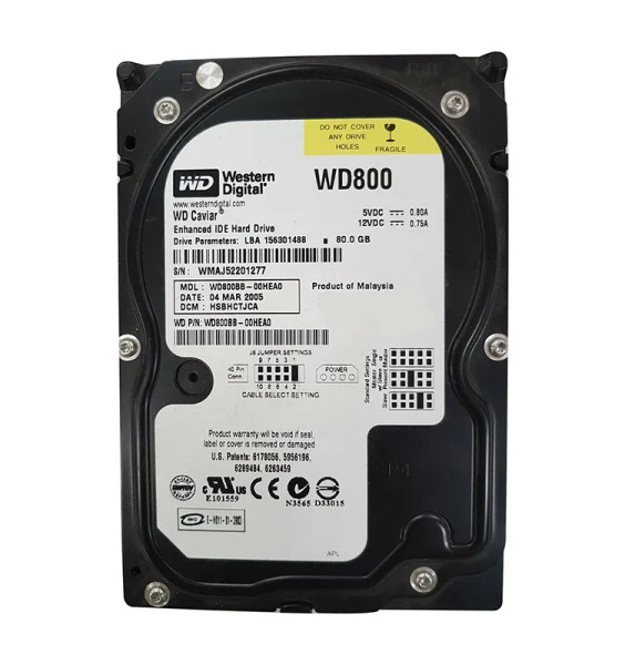 WD800 - Dell Caviar 80GB 7200RPM IDE Ultra ATA/100 ATA-6 8MB Cache 3.5-Inch Hard Drive