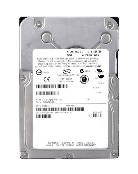 U4015 - Dell 73GB 15000RPM Ultra-320 SCSI 80-Pin Hot Swap 3.5-inch Internal Hard Drive 8MB Cache with Tray