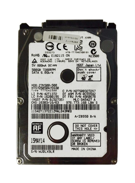 0C55542 - Lenovo 500GB 7200RPM SATA 6Gb/s 32MB Cache 2.5-Inch Hard Drive