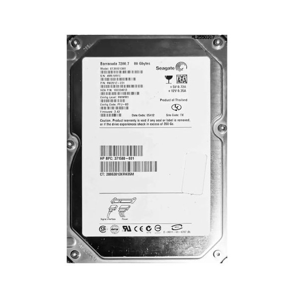 ST380013AS8 - Seagate 80GB 7200RPM SATA 1.5Gb/s 8MB Cache 3.5-Inch Hard Drive