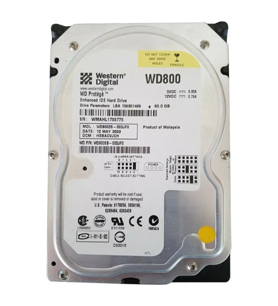 WD800EB-00DJF0 - Western Digital Protege 80GB 5400RPM EIDE 2MB Cache CE 3.5-Inch Hard Drive