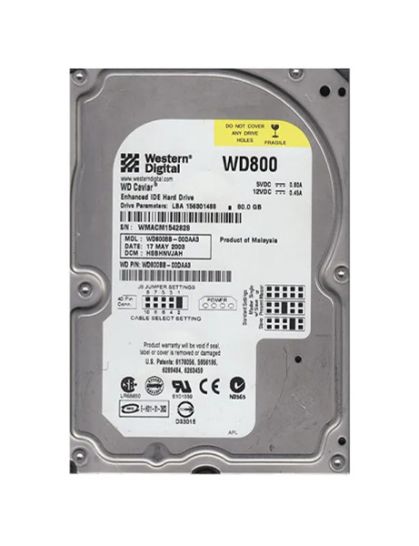 WD800BB-00DAA3 - Western Digital Caviar 80GB 7200RPM EIDE 2MB Cache 3.5-Inch Hard Drive
