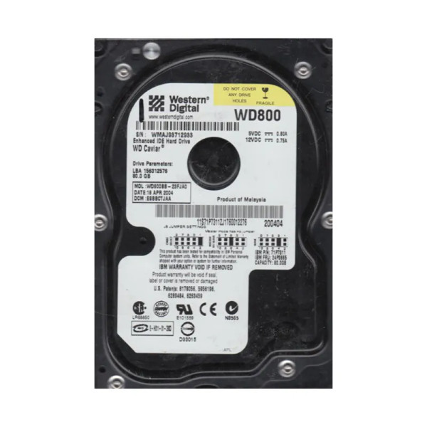 WD800BB-23FJA0 - Western Digital Caviar 80GB 7200RPM EIDE 2MB Cache 3.5-Inch Hard Drive