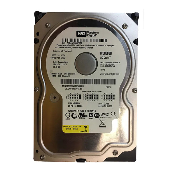 WD800BB-08JHC0 - Western Digital Caviar 80GB 7200RPM EIDE 2MB Cache 3.5-Inch Hard Drive