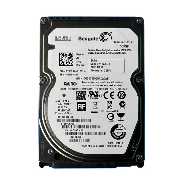 TWPJH - Dell 500GB 7200RPM SATA 6Gb/s 32MB Cache 2.5-Inch Hard Drive