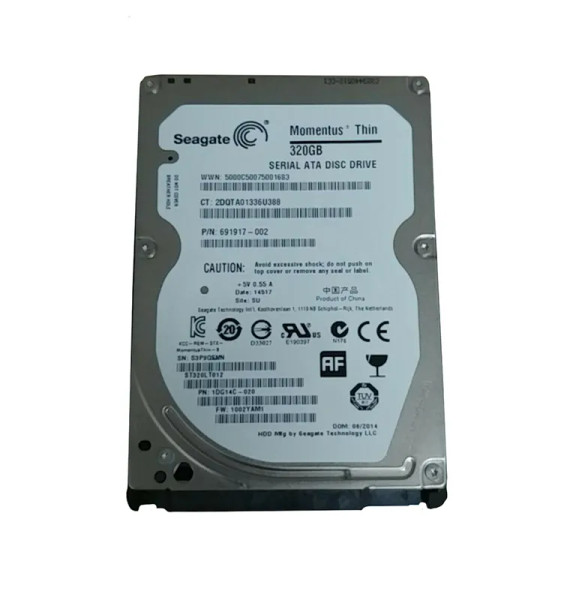 691917-002 - HP 320GB 5400RPM SATA 6Gb/s 16MB Cache 2.5-Inch Hard Drive