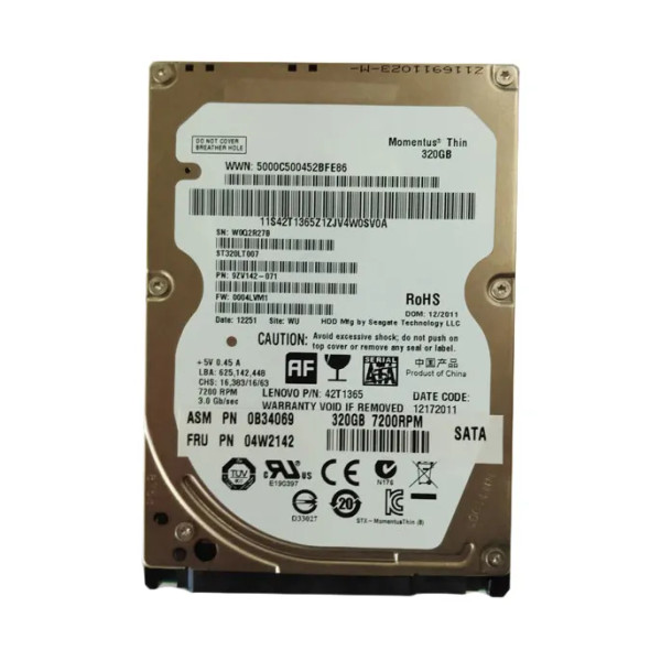 04W2142 - Lenovo 320GB 7200RPM SATA 3Gb/s 16MB Cache 2.5-Inch Hard Drive for ThinkPad X130e