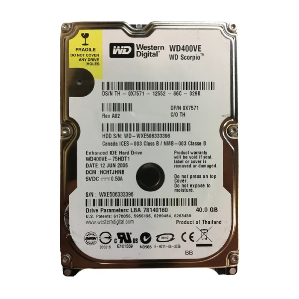 WD400VE - Western Digital Scorpio 40GB 5400RPM EIDE 8MB Cache 2.5-Inch Hard Drive