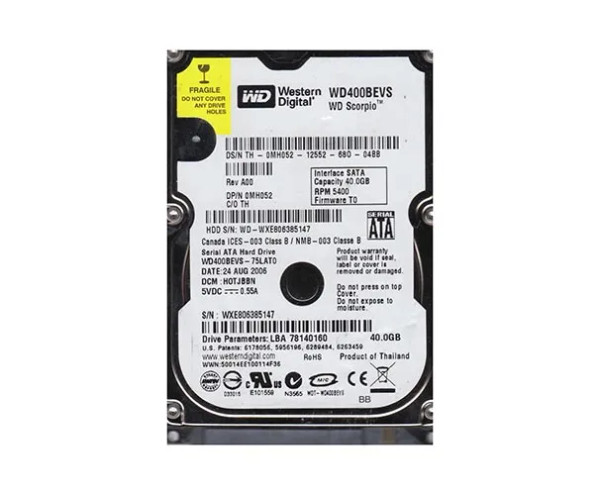 WD400BEVS - Western Digital Scorpio Blue 40GB 5400RPM SATA 1.5Gb/s 8MB Cache 2.5-Inch Hard Drive