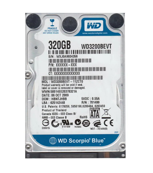 WD3200BEVT-11ZCT0 - Western Digital Scorpio Blue 320GB 5400RPM SATA 3Gb/s 8MB Cache 2.5-Inch Hard Drive