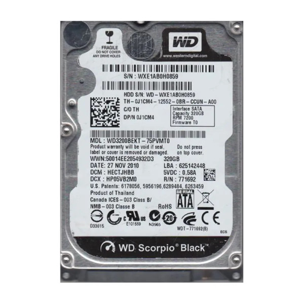 WD3200BEKT-75PVMT0 - Western Digital Scorpio Black 320GB 7200RPM SATA 3Gb/s 16MB Cache 2.5-Inch Hard Drive
