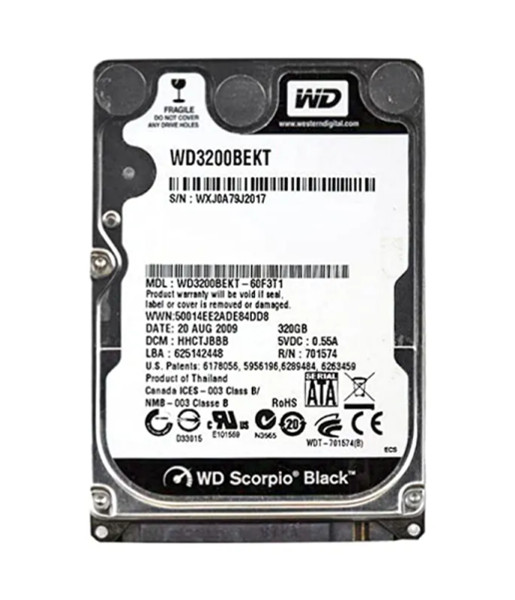 WD3200BEKT-60F3T1 - WESTERN DIGITAL 320GB SATA 7200RPM 2.5-Inch Hard Drive 16MB Cache 3Gb/s Internal HDD