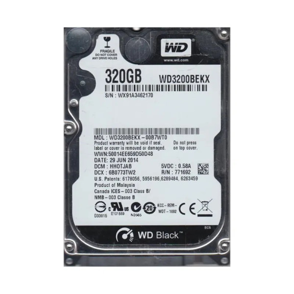 WD3200BEKX-00B7WT0 - Western Digital Black 320GB 7200RPM SATA 6Gb/s 16MB Cache RoHS 2.5-Inch Hard Drive