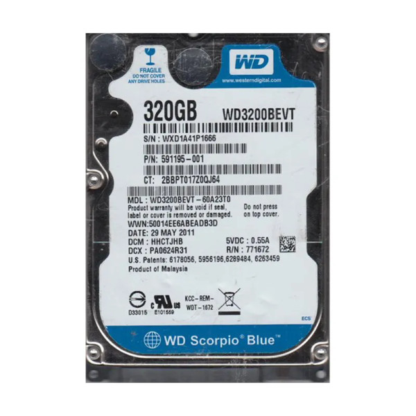 WD3200BEVT-60A23T0 - Western Digital Scorpio Blue 320GB 5400RPM SATA 3Gb/s 8MB Cache 2.5-Inch Hard Drive