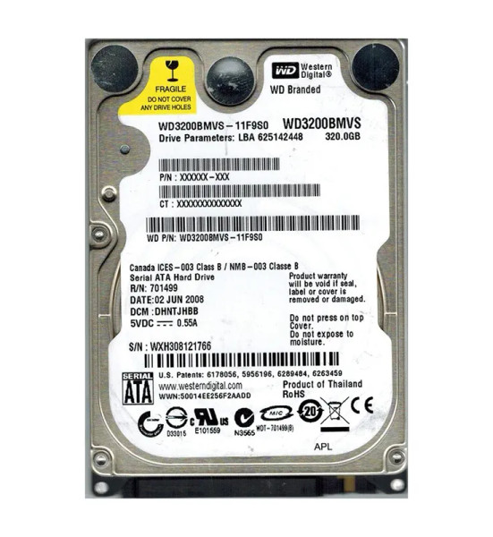 WD3200BMVS - Western Digital 320GB 5400RPM SATA 3Gb/s 8MB Cache RoHS 2.5-Inch Hard Drive