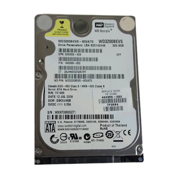 WD3200BEVS-60VAT0 - Western Digital Scorpio Blue 320GB 5400RPM SATA 1.5Gb/s 8MB Cache RoHS 2.5-Inch Hard Drive