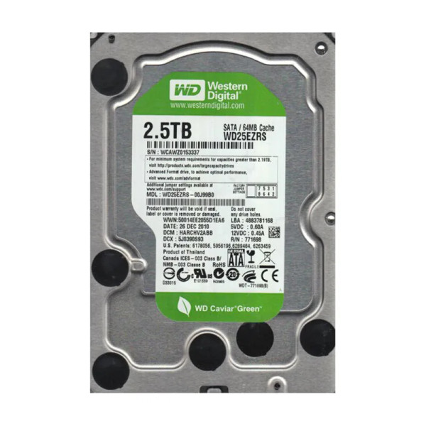 WD25EZRS-00J99B0 - Western Digital Caviar Green 2.5TB 5400RPM SATA 3Gb/s 64MB Cache 3.5-inch Hard Drive
