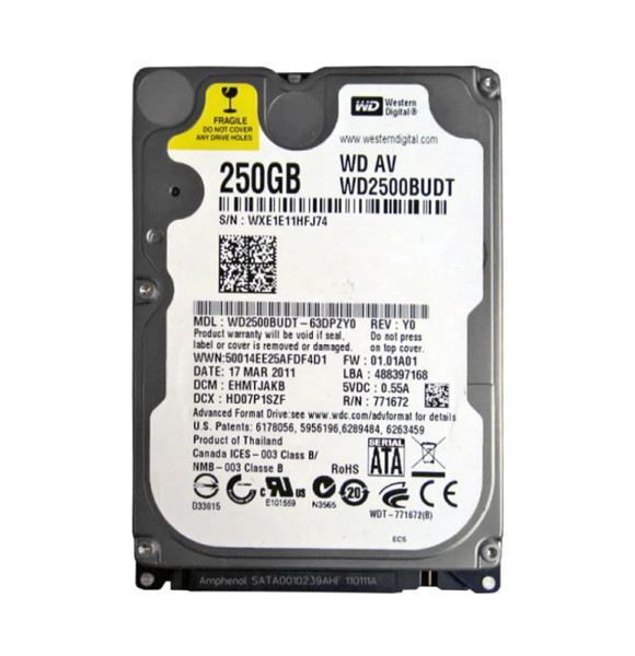 WD2500BUDT - Western Digital AV-25 250GB 5400RPM SATA 3Gb/s 32MB Cache 2.5-Inch Hard Drive