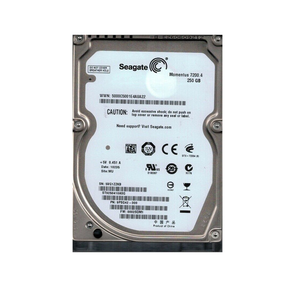 9PSG42-300 - Seagate Momentus 7200.4 Series 250GB 7200RPM SATA 3Gb/s 16MB Cache 512e 2.5-Inch Hard Drive