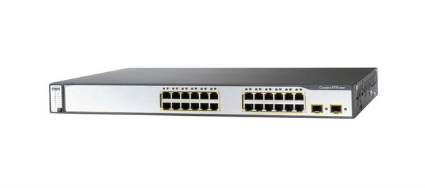 WS-C3750-24PS-S= - Cisco Catalyst 3750 24 x RJ-45 PoE + 2 x SFP Layer 3 Switch