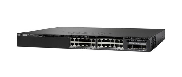 WS-C3650-24TD-S-RF - Cisco Catalyst 3650 24 x Gigabit Ports + 2 x SFP+ Ports, Layer 3 Managed Rack-mountable Switch