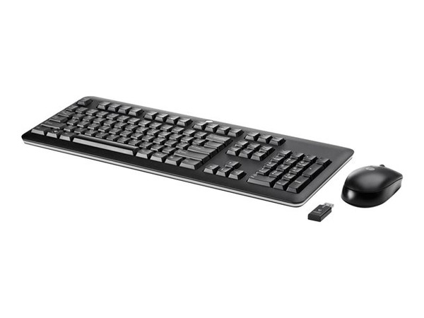 QY449AT - HP Wireless Keyboard and Mouse USB Wireless RF Keyboard Black USB Wireless RF Mouse Laser 1000 dpi Scroll Wheel Black