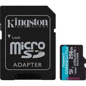 SDCG3/256GB - Kingston 256GB Canvas Go Plus Class 10 U3 V30 A2 microSDXC UHS-I Memory Card with Adapter