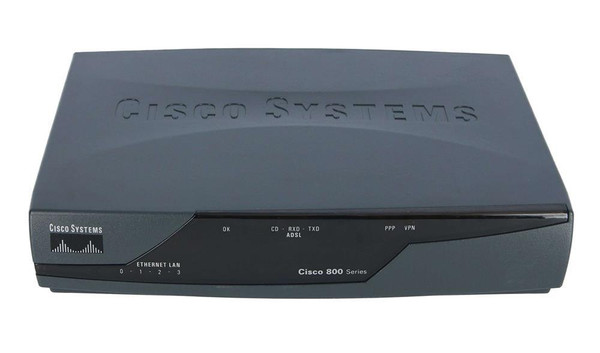 CISCO877-M-K9 - Cisco 877 Integrated Services ADSL Router (Annex M) 1 x ADSL WAN, 4 x 10/100Base-TX LAN