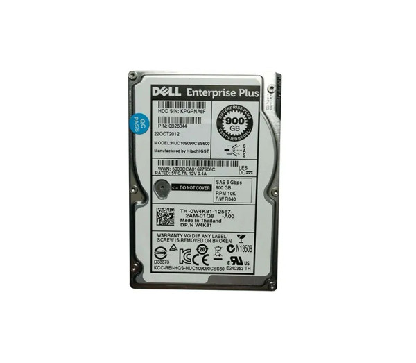 W4K81 - Dell 900GB 10000RPM SAS 6Gb/s Hot-Pluggable 2.5-Inch Hard Drive with Tray for EqualLogic Storage Array