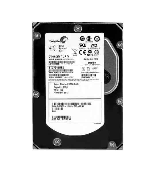 UM837 - Dell 73GB 15000RPM SAS 3Gb/s 16MB Cache 3.5-Inch Hard Drive