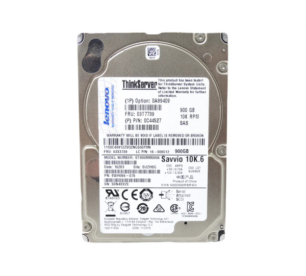 03T7739 - Lenovo 900GB 10000RPM SAS 6Gb/s 2.5-Inch Hard Drive 64MB Cache for ThinkServer RD340 Enterprise Storage